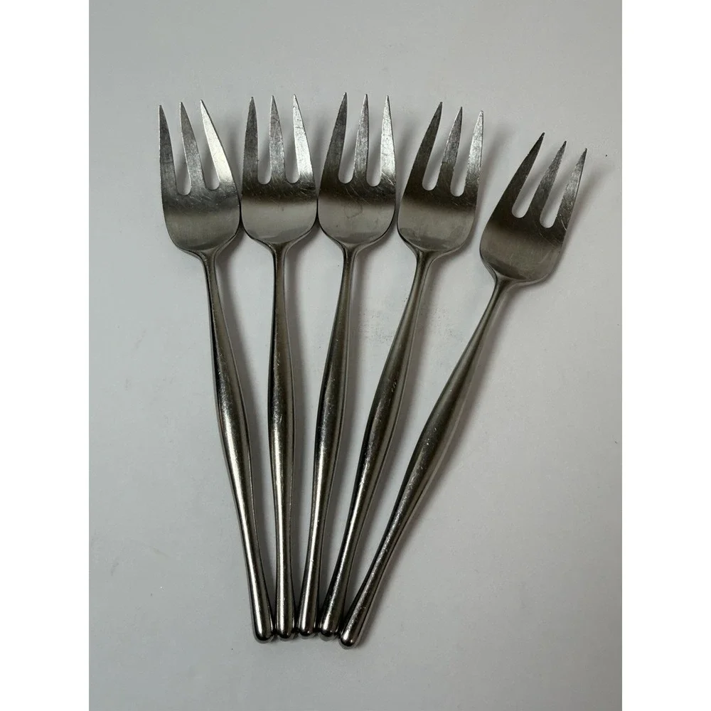 5 Salad Forks DESIGN 3 Lauffer/Towle 18/8 Satin Stainless Steel Norway